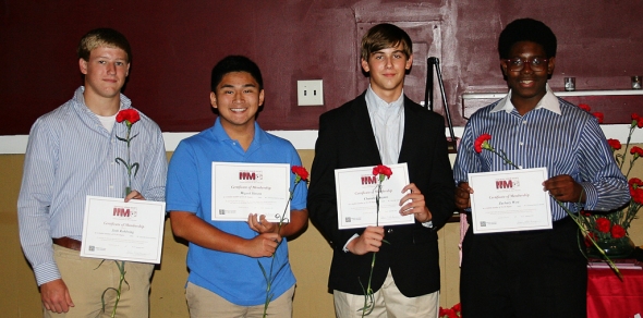 Tri-M Inductees Seth Rohlwing, Miguel Sioson, Chandler Haynes, and Zachary West  Photo: Christi Haynes